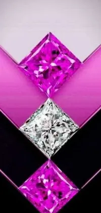 This phone live wallpaper is a must-have with a stunning pink diamond set on a black and white background