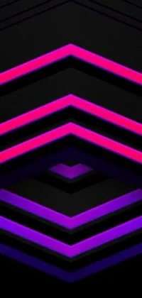 This live phone wallpaper features a black background with pink and purple lines arranged in a dynamic pattern, creating the illusion of depth and movement