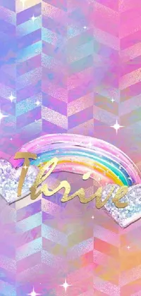 This mesmerizing phone live wallpaper features a stunning rainbow against a colorful Lisa Frank inspired background