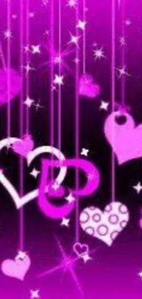 Looking for a live wallpaper to add flavor to your phone's background? Check out this captivating design featuring a purple backdrop, adorned with hearts and stars