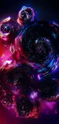 This Android Live Wallpaper boasts stunning space art and vibrant purple and blue swirls set on a sleek black background