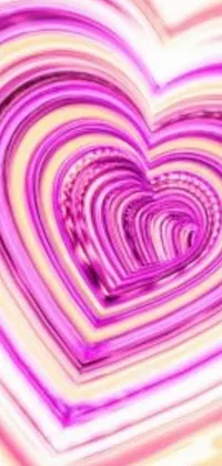 This phone live wallpaper features a heart-shaped, digital object set against a dynamic background of purple, moving tubes