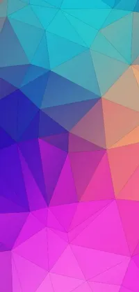 This abstract live wallpaper features a colorful geometric background with triangular shapes arranged in a low poly outline