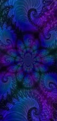 Looking for a phone live wallpaper that will captivate your senses and enhance your phone's aesthetic appeal? Look no further than the stunning blue and purple flower with intricate spirals and bright psychedelic colors