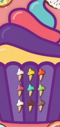 Looking for a mouthwatering live wallpaper for your phone? Look no further than this sweet cupcake design! This pop art-style wallpaper features a close-up shot of a delicious cupcake with various toppings that will tantalize your taste buds