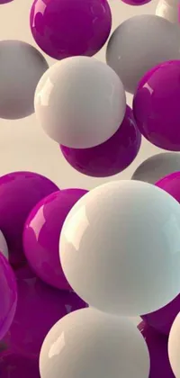 This phone live wallpaper features floating balls in purple and white