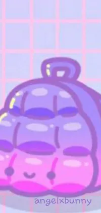 This live wallpaper for your phone showcases a purple bag resting on a table, surrounded by pastel hues that are reminiscent of Pearl Frush's art style