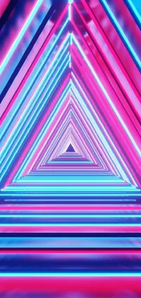 This neon triangle phone live wallpaper features digital art and a colorful redshift render