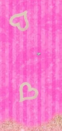 This phone wallpaper features a charming pink background adorned with hearts, perfect for adding some sweetness to your device
