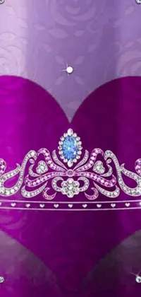 This live wallpaper features a beautifully designed purple heart with a sparkling tiara adorned with a sapphire in the center