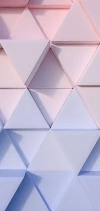 Looking for a visually stunning phone live wallpaper? Check out this low poly render featuring a wall of shifting cubes in soft blue and pink tints