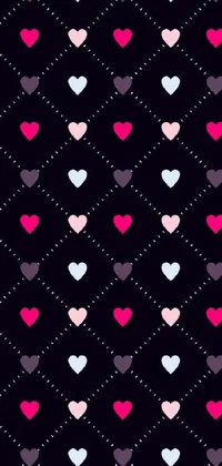 This phone live wallpaper features a heart pattern on a black background that radiates love and romance