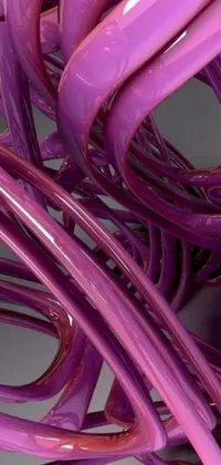 Get ready to transform your phone screen with an eye-catching live wallpaper! The design features a unique and abstract metallic sculpture made of a cluster of purple wires