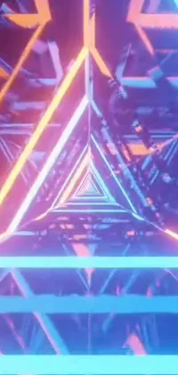 This lively phone wallpaper showcases a neon-lit triangle that will add some funk to your screen