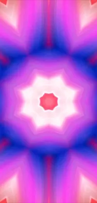 Get mesmerized by this dynamic live wallpaper featuring a computer-generated image of a pink and blue flower with a seven-pointed star outlined in blue