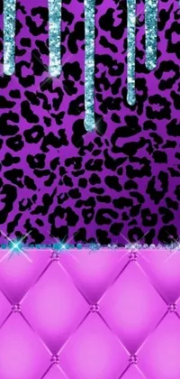 This purple and black live wallpaper features a dripping drip against a diamond texture and leather background