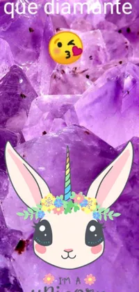 Decorate your phone screen with this charming live wallpaper of a bunny wearing a beautiful flower crown