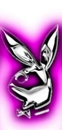 This silver rabbit phone live wallpaper showcases a futuristic design on a vibrant purple background