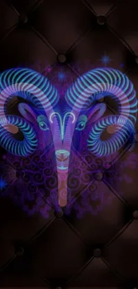 This stunning phone live wallpaper features a close-up view of a ram's head on a black background with digital art elements