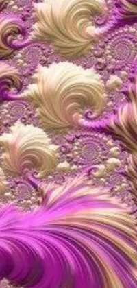 This purple and white swirls live wallpaper evokes a sense of elegance and sophistication, with intricate designs set against a purple background