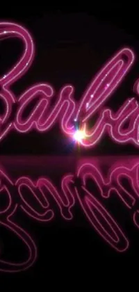 Feast your eyes on an electrifying phone wallpaper featuring a neon sign with the unmistakable phrase "barbie barbie" and a mesmerizing album cover