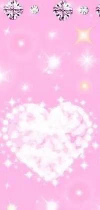 Add some sparkle to your phone with this live wallpaper featuring a heart design on a warm pink background