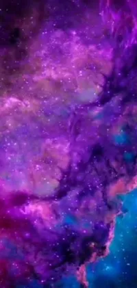 This live wallpaper features a stunning purple and blue nebula overlaid with shimmering stars