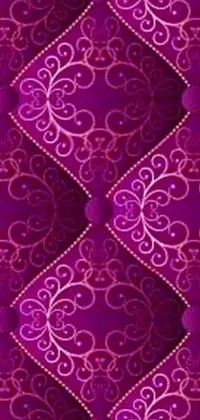 Looking for a stunning live wallpaper for your phone? Check out this beautiful purple quilt with a baroque pattern! Designed by a talented artist, this digital wallpaper features a plush, fuschia-colored surface, with tufted diamonds adding texture and depth