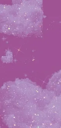 Decorate your phone with a cute live wallpaper! Featuring a soft purple background, fluffy white clouds, and sparkling stars, this design has a whimsical Tumblr vibe