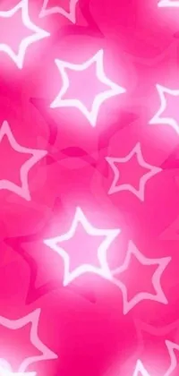 This phone live wallpaper showcases a digital art design of white stars on a soft pink background