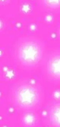 This live wallpaper for your phone is a stunning digital art creation featuring white stars on a gorgeous pink background