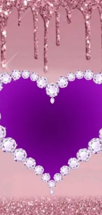 This stunning phone live wallpaper features a gorgeous purple crystal heart surrounded by sparkling diamonds