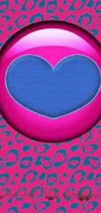 This live phone wallpaper features a digital pop art heart on a bright pink background with fuchsia and blue colors