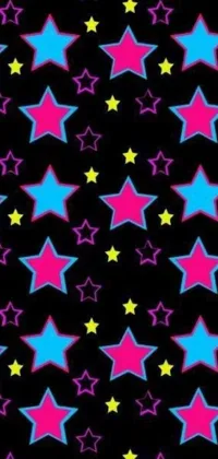 This phone live wallpaper showcases a bunch of colorful stars against a black backdrop