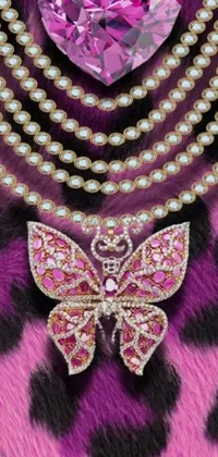 This live wallpaper showcases a close-up of a gorgeously detailed butterfly pendant necklace