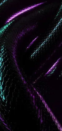 Enjoy a stunning phone live wallpaper featuring a close up of shimmering purple and green snake skin