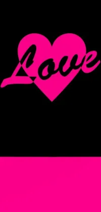 This live phone wallpaper features a vibrant pink heart with the word "love" written on it