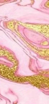 This phone live wallpaper displays a striking close-up image of pink and gold surfaces captured through a microscopic lens