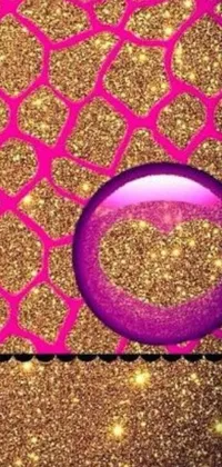 This phone live wallpaper features two purple rings on a table with a gold background