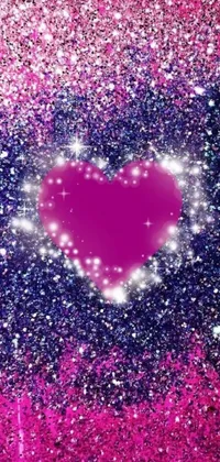 This mobile live wallpaper presents a dazzling center filled with a heart surrounded by glimmering glitter