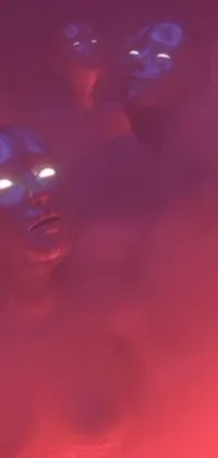 This live wallpaper is a visual feast for the eyes! It features a close-up of a face surrounded by a hazy smoke cloud, along with a floating statue and a neon jacuzzi glowing in vibrant colors