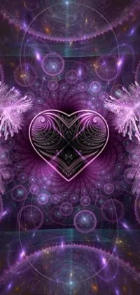 Discover a mystical and romantic live wallpaper featuring a mesmerising purple heart surrounded by intricate angel wings