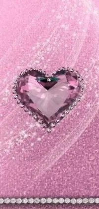This phone live wallpaper is truly romantic and delightful! A pretty pink card featuring a heart is embellished with shimmering crystals and diamonds
