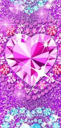 If you are in search of a captivating phone live wallpaper, look no further than this heart-shaped diamond on a purple background