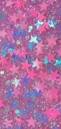 This live phone wallpaper boasts a stunning pink background adorned with twinkling glitter stars