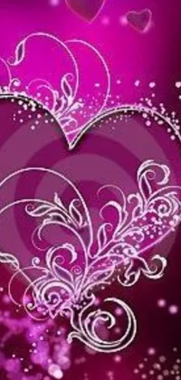 This phone live wallpaper features a purple background adorned with hearts in hot pink color and curves that enhance the feeling of romanticism