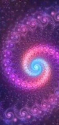This live wallpaper features a stunning purple and pink spiral in space, designed with a cosmic theme
