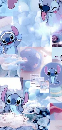 This live wallpaper features a collage of stitching images in soft pastel hues and cotton candy colors