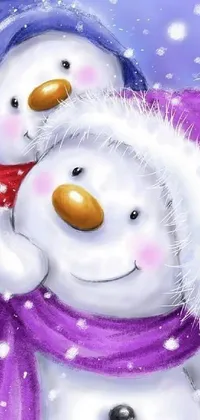 Bring winter charm to your mobile with this cute live wallpaper of two snowmen hugging each other