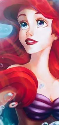 Add some of your favorite girl power lyrics to your home screen with this stunning live wallpaper featuring Ariel from "The Little Mermaid